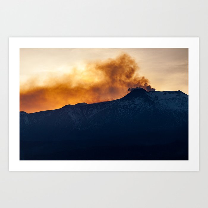 The Etna fuming | travel photography | Sicily, Itay Art Print