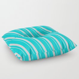 [ Thumbnail: Dark Turquoise & Light Gray Colored Lines/Stripes Pattern Floor Pillow ]
