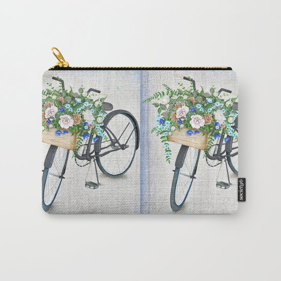 Black bike & roses Carry-All Pouch