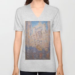 Claude Monet fine art - Rouen Cathedral at sunset V Neck T Shirt