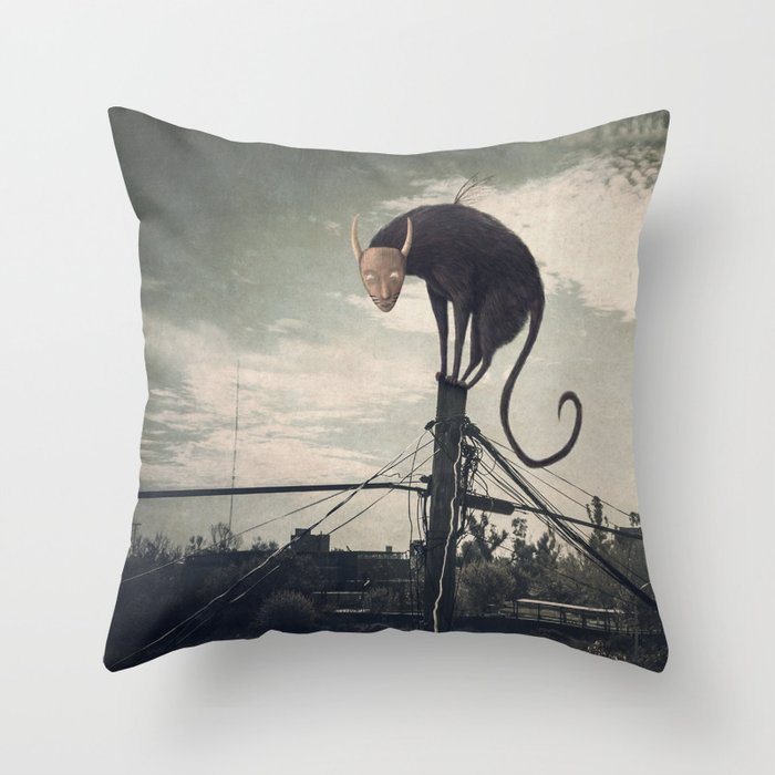 Surreal cat Throw Pillow