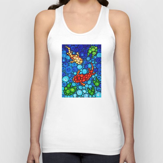 Pure Koi Joi - Mosaic Fish Art Painting by Sharon Cummings Unisex Tank Top