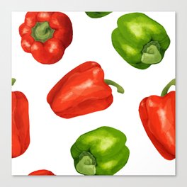 Colorful bell pepper watercolor print pattern Canvas Print
