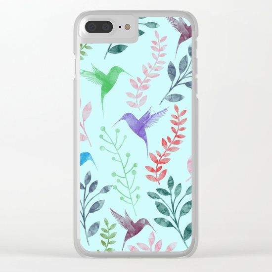 Watercolor Floral & Birds III Clear iPhone Case