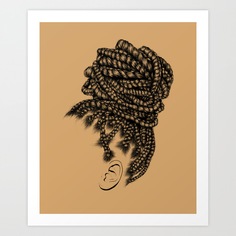 Crown Box Braid Bun Art Print By Gaksdesigns Society6