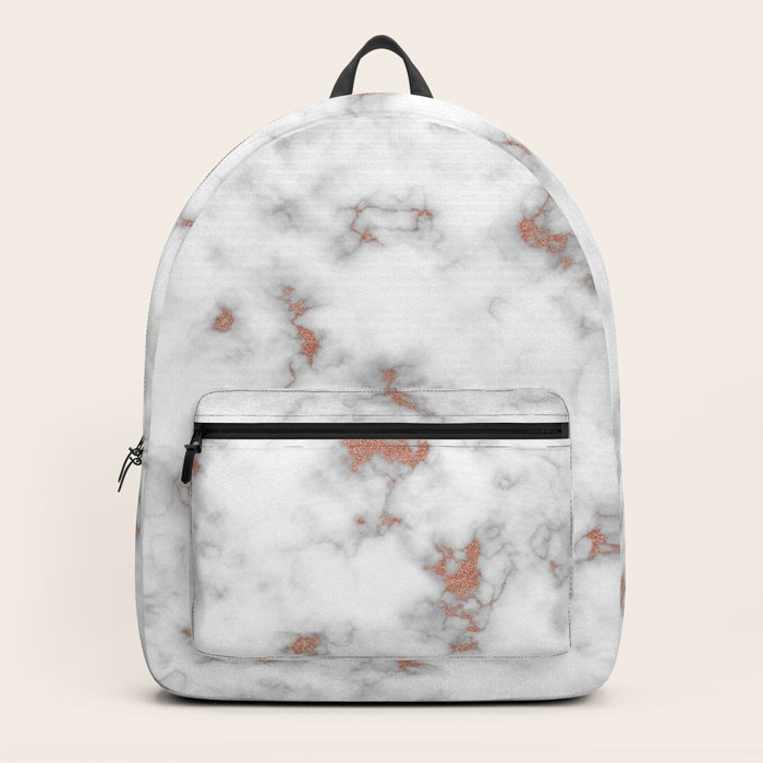 marble backpack rose gold