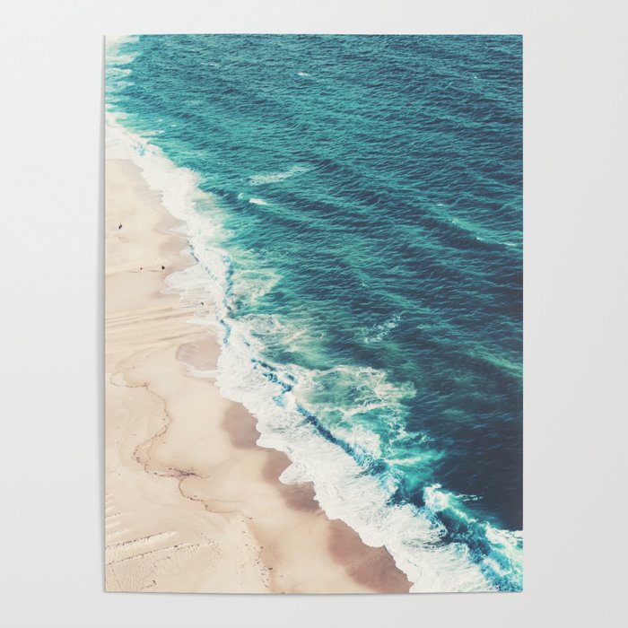 Aerial Beach Print - Aerial Ocean - Crashing Waves - Sea Travel photography  Poster