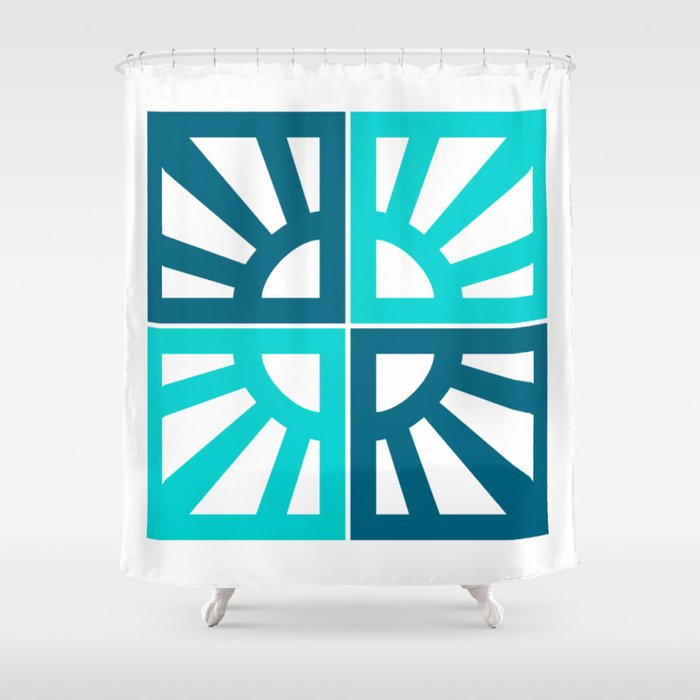 Breeze Block Eleven Blue Shower Curtain