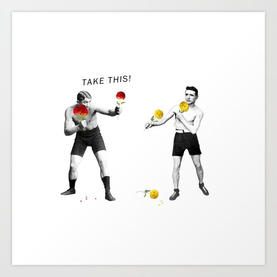 Floral fight - humor Art Print