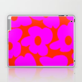 Pink Retro Flowers Orange Red Background #decor #society6 #buyart Laptop Skin