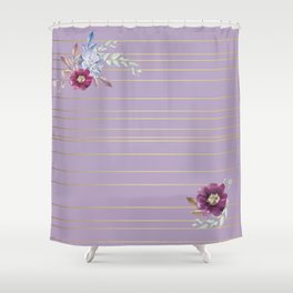 Pastel Watercolor Floral with Metallic Stripes Shower Curtain