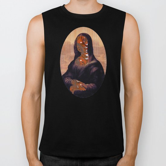 Mona Lisa V1c Digitalface Oval Collage Biker Tank