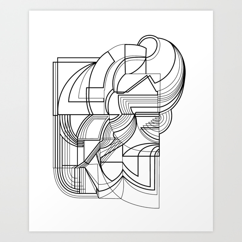 Black And White Abstract Line Digital Art Art Print By Angeliquekreations Society6