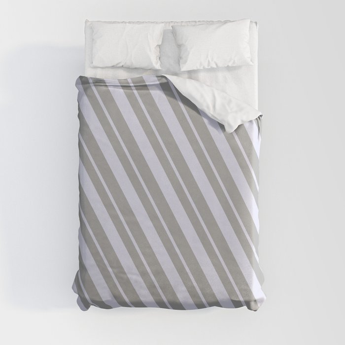 Dark Grey and Lavender Colored Stripes/Lines Pattern Duvet Cover