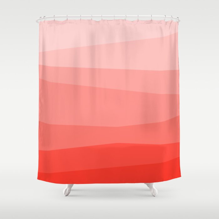 Diagonal Living Coral Gradient Shower Curtain