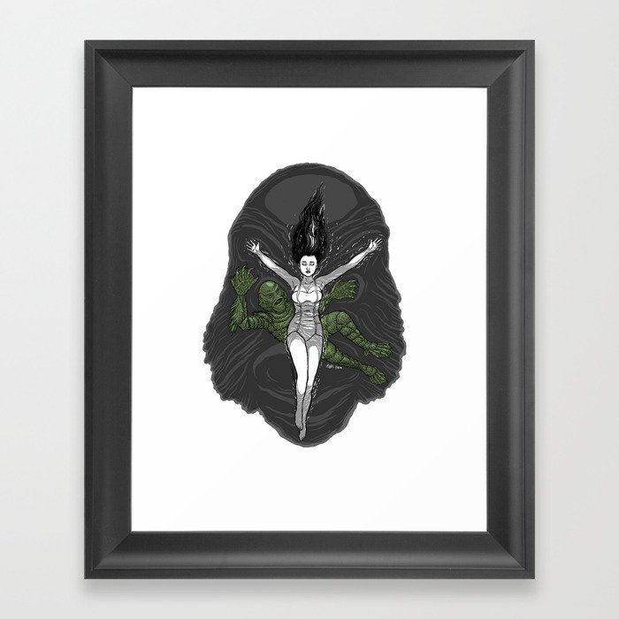 Swimming with the Creature Framed Art Print
