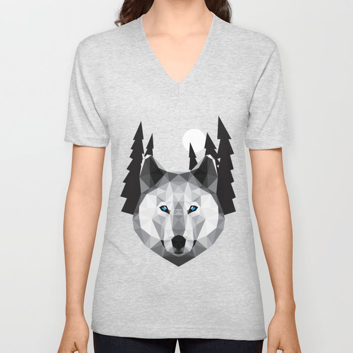 The Tundra Wolf V Neck T Shirt