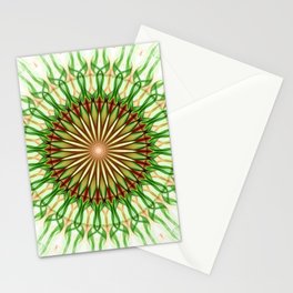 Warm green and red mandala Stationery Card