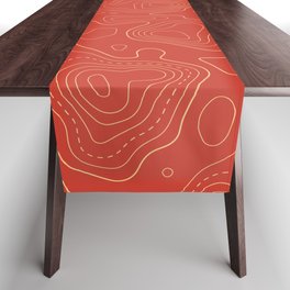 Red Topographic Map 02A Table Runner