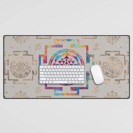 Sri Yantra  / Sri Chakra in color on canvas Desk Mat