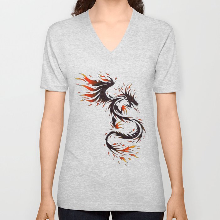 Spirit of Fire Dragon V Neck T Shirt