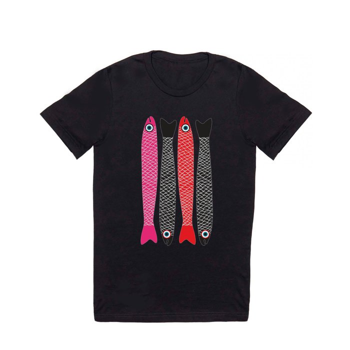 ANCHOVIES Graphic Pink Red Black Fish T Shirt
