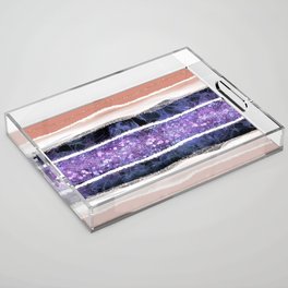 Veri Peri Purple Amethyst and Coral Gemstone Abstract Acrylic Tray