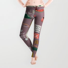 Illustrated map of Arkansas, USA. Travel and attractions Leggings