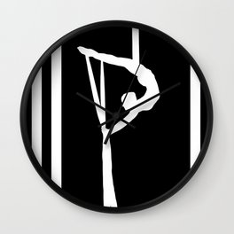 Aerial Silk Artist Silhouette  Wall Clock | Black and White, Graphic Design, People, Digital 