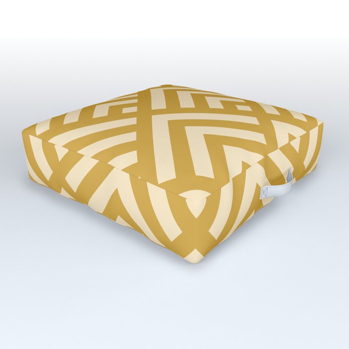 Golden Geometric Ethnic Pattern Outdoor Floor Cushion