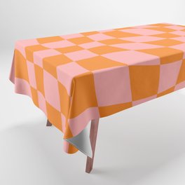 Warped Checkered Pattern (orange/pink) Tablecloth