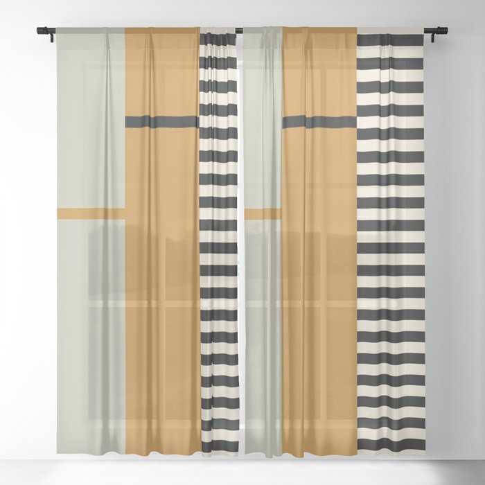 Irregular Stripes 2 neutral Sheer Curtain