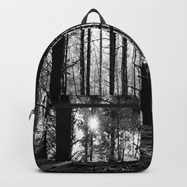 Amongst the Snow Laden Trees in Black and White   Backpack
