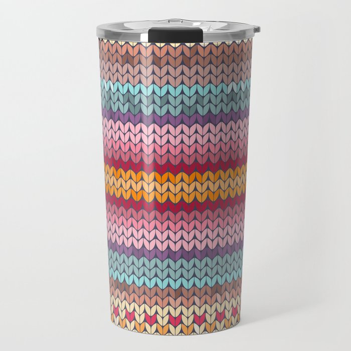 Multi color Knitting Pattern Travel Mug