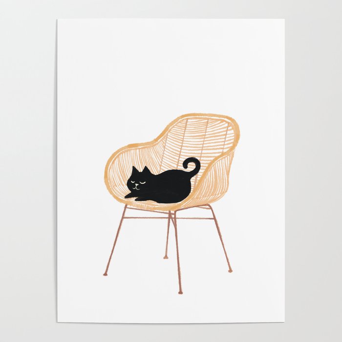 Lazy cat 1 Sleeping beauty on bamboo chair Poster