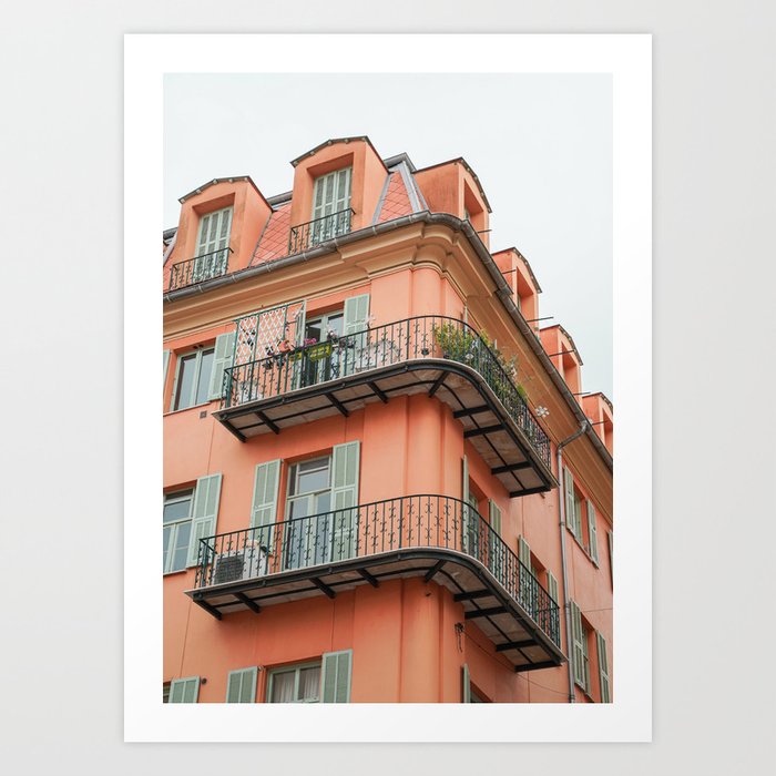 Colorful Building In Nice, France Photo | French Architecture Travel Photography Art Print | Colors Of Europe Art Print