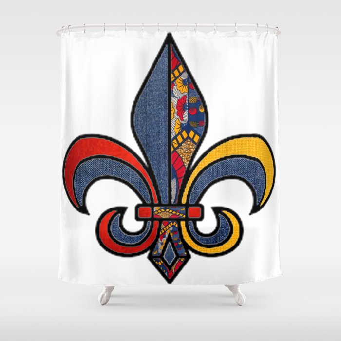 Red Yellow African Print Fleur D Lis Shower Curtain By