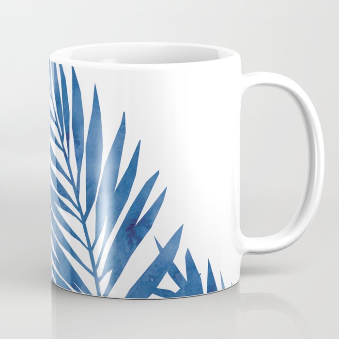 Palm Leaves Dark Blue Coffee Mug