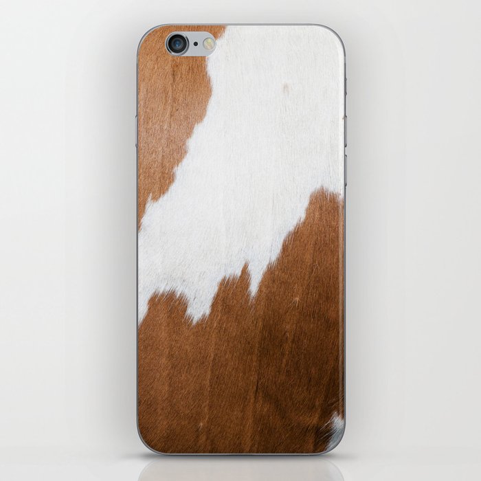 Brown and White Cowhide, Cow Skin Print Pattern iPhone Skin