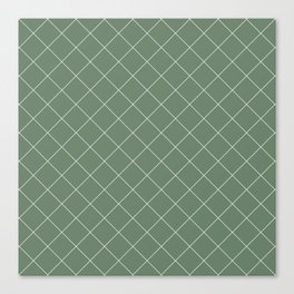 Diamond Grid Pattern (white/sage green) Canvas Print
