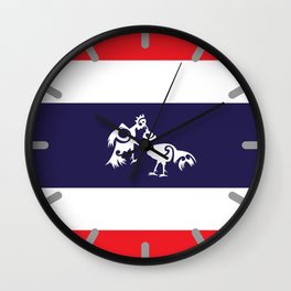 Thailand Flag, Roosters Sparring Wall Clock