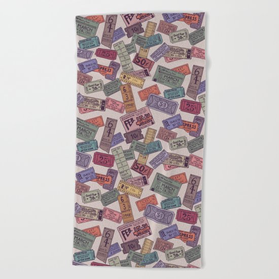 Vintage Tickets Beach Towel