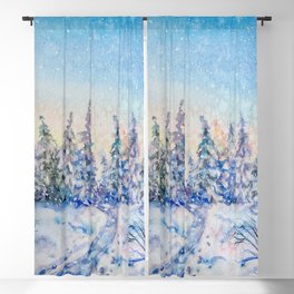 Magical Snowy Fairy Forest Landscape Blackout Curtain