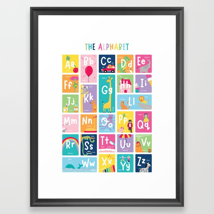 Children's Alphabet Print – Colourful Framed Art Print