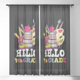 Hello 4th Grade Back To School Sheer Curtain