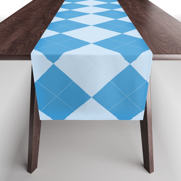 Blue Argyle checks pattern. Digital Painting Illustration Background Table Runner