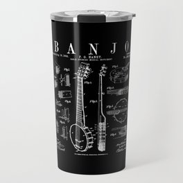 Banjo Musical Instrument Vintage Patent Drawing Print Travel Mug