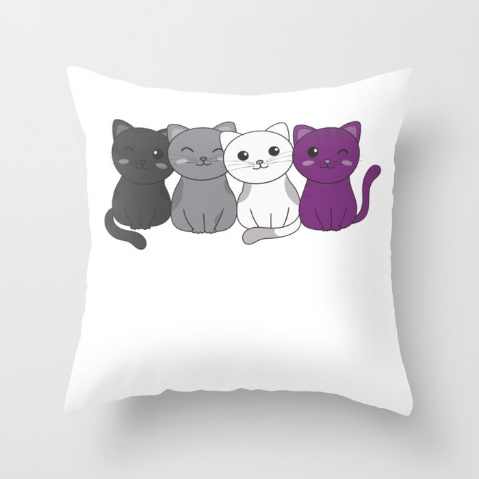 Asexual Flag Pride Lgbtq Cute Cat Throw Pillow