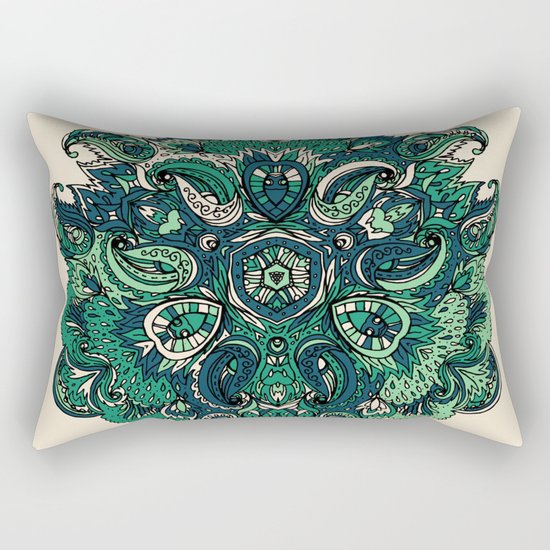 Green Indian Mandala Rectangular Pillow