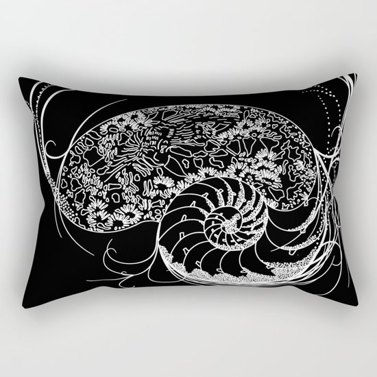 Black And White Shell Design Rectangular Pillow